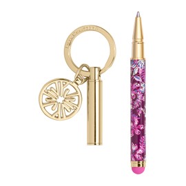 Lilly Pulitzer Keychain Pen with Stylus Tip, Black Ink Ballpoint Pen, Mini Stylus Pen for Tablets Phones and Touch Screens, Amarena Cherry