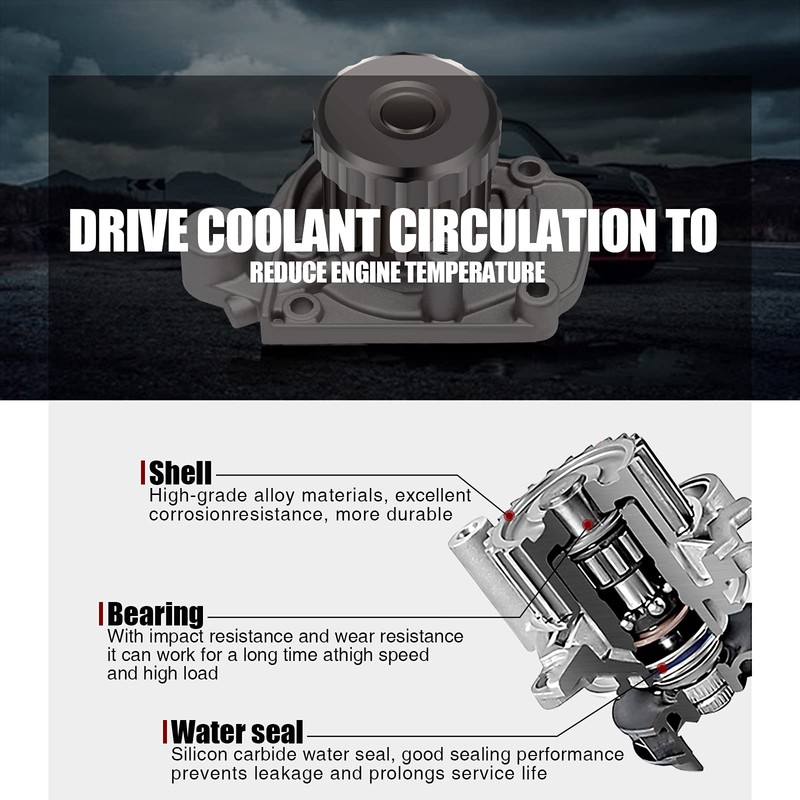 Timing Belt Kit with Water Pump, ECCPP TBK298WPT for 1998-2007