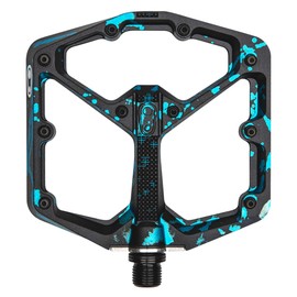 Crankbrothers Stamp 7 Large Mountain Bike Pedals - Blue Splatter Collection - MTB Enduro DH BMX concave Platform - Flat Pair of Bicycle Mountain Bike Pedals (Adjustable pins Included)
