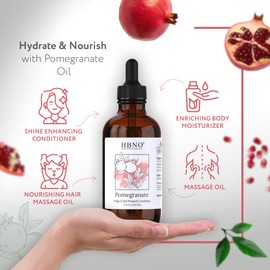 HBNO Pomegranate Oil - 4 oz (120ml) Value Size - Ideal for Shampoos, Conditioners, Lip balms, Face wash, Lotions, and Skin Care Products.