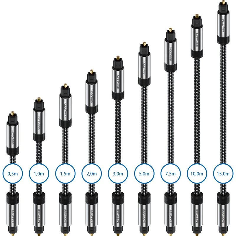 Deleycon Toslink Cable with Nylon and Metal Connectors Black