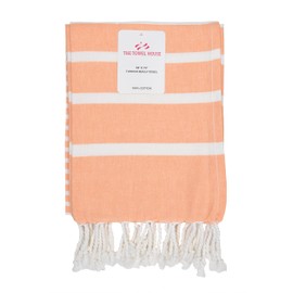 THE TOWEL HOUSE Turkish Beach Towels – Oversized 38x74 Inches, 100% Cotton, Quick-Dry, Sand-Resistant, Pre-Washed for Soft Feel Set of 1, Luxury Towels, Perfect for Pool, Travel, Vacation – Orange
