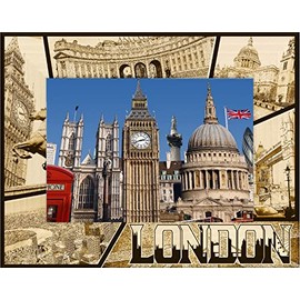 Saddle Mountain Souvenir London England Laser Engraved Wood Picture Frame Landscape (5 x 7)