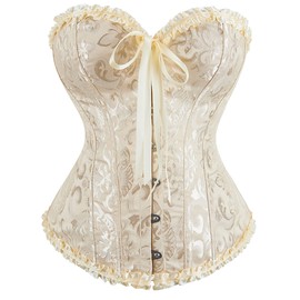 Alivila.Y Fashion Womens Lace Up Corset Top Bustier Corsets for Women 810-Beige Lace-M