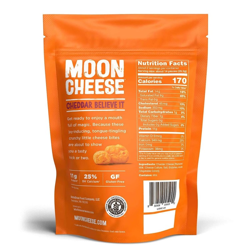 Moon Cheese Cheddar Believe It, 2 Ounce, 3-Pack, Crunchy, Protein-Rich
