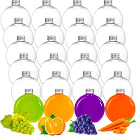 Elsjoy 24 Pack 10 oz Plastic Juice Bottles with Caps, Small Flat Plastic Bottles Reusable Clear Empty Beverage Containers, Leak Proof