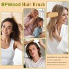 BFWood Bamboo Paddle Hairbrush with Bristles for Massaging Scalp Yellow