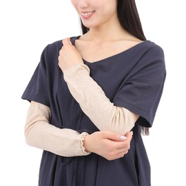 M&M SOCKS Co.,LTD SA10 Arm Cover, 100% Inner Silk, Outer Cotton, Double Knitted, UV Protection, Cotton, Silk, Women's, Leg Warmers, Arm Warmers, Silk, Cotton, UV Protection, Sunscreen, Warming, Cold