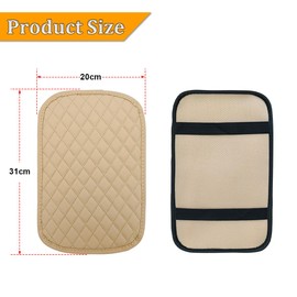 Adunsiaoto Leather Car Centre Console Cover, Car Centre Console Cushion Pad, Comfort Non-Slip Armrest Box Mat, Leather Armrest Pad for Vehicles, SUVs, Trucks (Beige)