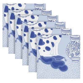 susiyo Staffordshire Dogs in Chinoiserie Style Blue and White Porcelain Cloth Napkins Set of 6 Reusable Table Dinner Napkins 20 by 20 Inches for Family Dinners Cocktail Parties Weddings Hotel Restaura