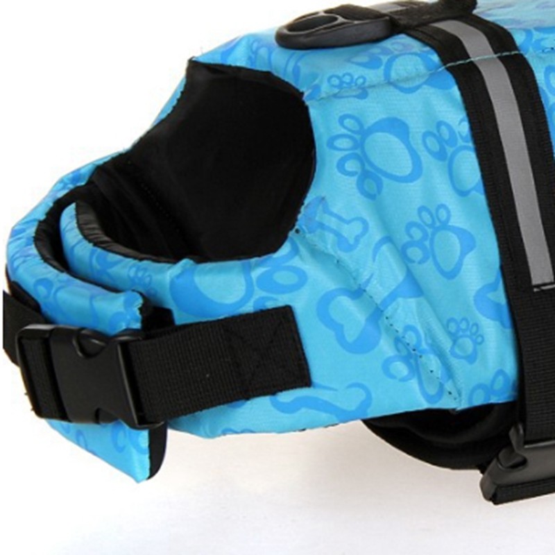 Dog Life Jacket Blue Bone Pattern Reflective Pet Dog Lifesaver