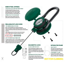 Handy Picks Retractable Clip Keychain, Heavy Duty Carabiner for Golf Accessories, Fishing Accessories, Badge Holder, Tactical ID Badge Reel with 29.5” Retractable Cord, 9 OZ Pulling Force