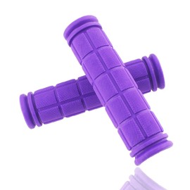 Bicycle Grips for Children, Non-Slip Soft Rubber Ergonomic Bicycle Grips Handlebar Grips for MTB Mountain Bike Bicycle (Purple x 1 Pair)