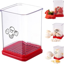 Feishiong Cup Slicer, Fruit and Vegetable Speed Slicer with Push Plate, Fruit Slicer Cup Egg Slicer, Stainless Steel Banana Strawberry Cutter, Quickly Making Soft Fruits