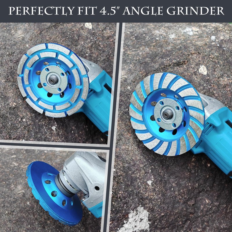 SWIGRANCE 2Pcs Diamond Concrete Grinding Cup Wheels 115mm 4-1/2" Set