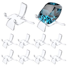 Hipiwe 10 Packs Acrylic Triangle Display Holder - Clear Plastic Display Easel Stands for Geodes Rock Mineral Agate Fossil Coral Small Collectibles Display Stands, Medium