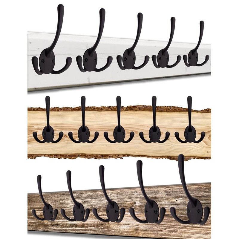Fuxxer® 5x Classic Coat Hooks Wall Hooks Triple Hooks for