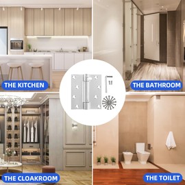 Hugexpen 2-Pack 4" Self-Closing Door Hinges, Stainless Steel Heavy Duty Spring Hinges, 5" Stainless Steel Mortise Spring Hinges with Mounting Screwdriver Hardware (2 Pack) (4 inches)