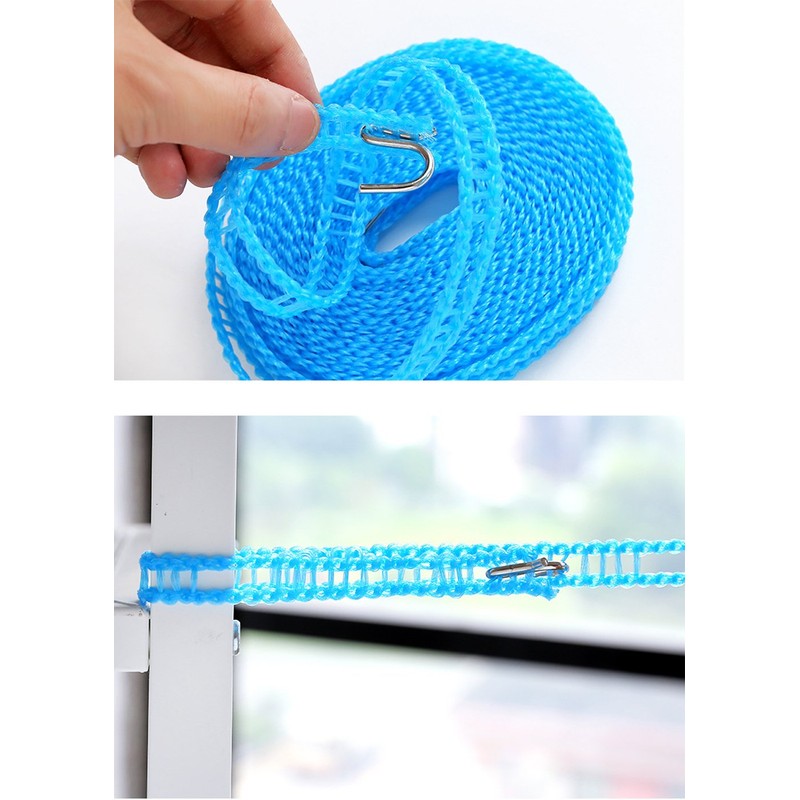 2 Pack Nylon Clothesline Windproof Clothes Drying Rope Travel Clothes