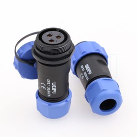 DRRI Weipu IP68 Threaded Coupling Connector SP21 3Pin Male Plug SP2110/P Female Socket SP2111/S with Dust Cap in-line Cable