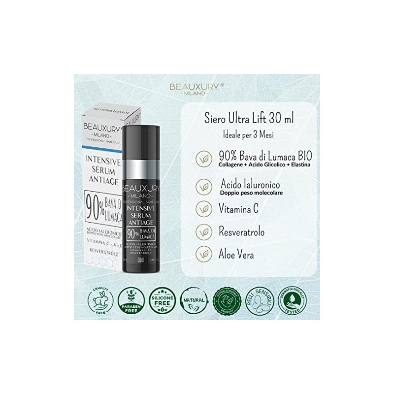 Beauxury Milano Ultra Lifting Serum - Vegan Antiaging Face Cream