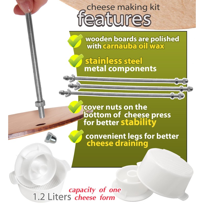 Wooden cheese press diameter 11.2 in and 2 cheese making