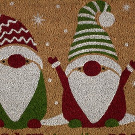 DII Christmas Welcome Mat Outdoor Natural Coir Doormat & Porch Décor, 17x29, Gnome for The Holidays