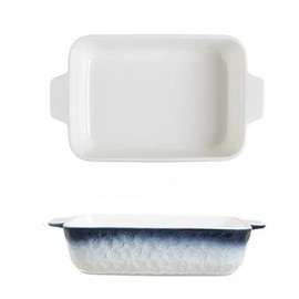 Lavandi Ceramic Bakeware Set, Rectangular and Wide Baking Pans, Oven/Microwave/Dishwasher Safe (Grayish blue, 8 inches)