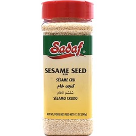 Sadaf Sesame Seeds - Raw Sesame Seeds for Cooking and Food Seasoning - Semillas de Ajonjoli - Middle Eastern Cuisine - Kosher - 12 Oz Bottle with Shaker Top