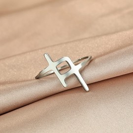 LUTAKU Sideways Cross Rings for Women Girls Stainless Steel Double Cross Ring Minimalist jewelry Gift (silver)