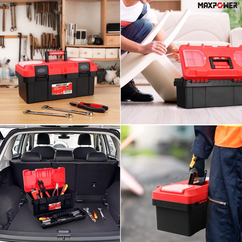 MAXPOWER Tool Box 16 inch, Plastic Small Tool Box with