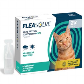Naqua Ltd Cat Flea Treatment Spot On x 2 Pack - Flea Treatment Cat Spot On for Cats & Kittens Over 1kg - Fast-Acting FleaSolve Solution (Cat - x 2 Pipettes) (Cat 2 x Pipettes)