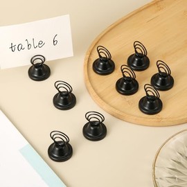 12 Piezas Soportes para Números de Mesa, Acabado Negro Metálico Soportes para Cuadros de Alambre Soportes para Tarjetas de Lugar/Notas/Fotos para Bodas Fiestas Oficinas