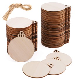 Kingrol 150 Pack Natural Wood Slices, 3 Inch Round Wooden Discs with Holes for Crafts Supplies DIY Christmas Ornaments Wedding Hanging Decor