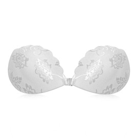 BeaGirl Adhesive Bra Strapless Sticky Invisible Push up Sticky Bras for Backless Dress D White