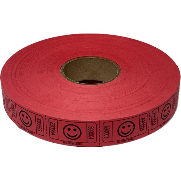 The Ticket Gurus-2000 Red Smile Tickets Single Roll Consecutively Numbered