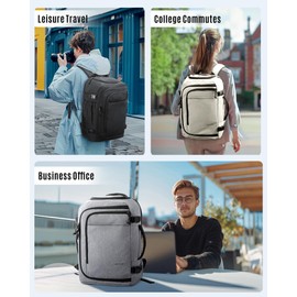 LIGHT FLIGHT Travel Backpack, TSA Friendly Flight Approved Carry on Backpack Water-resistant Lightweight Business Large Weekender Bag Casual Daypack 17.3" Laptop Backpack for Men Women,Grey