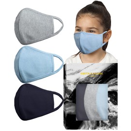 Stretch Sculpt Childrens in Blue and Grey Face Masks by KARIZMA Fabric Face Mask 3 Kids Masks