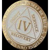Recoverychip 4 Year AA Medallion Reflex White Glitter Gold Alcoholics