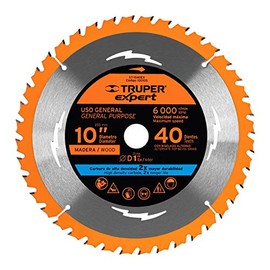 Truper Expert ST-1040EX, Disco sierra 10" para madera 40 dientes centro 1"