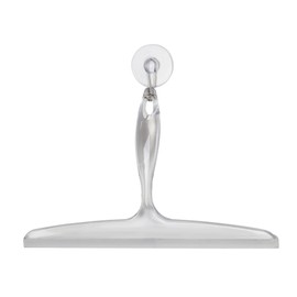 iDesign Plastic Bath Squeegee for Glass with Suction Hook Holder – 12", Clear