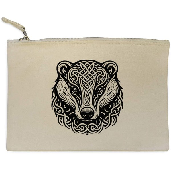 'Celtic Badger' Canvas Clutch Bag/Accessory Case (CL00044314)