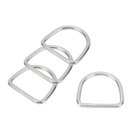 PATIKIL 4 Pcs Metal Rings 1.6 Inch 316 Stainless Steel Marine Grade Welded D Rings for Macrame, DIY Craft, Hardware, Belt, Dog Leash, 4x40x37mm