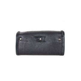 GARGOYLE BELLS Motorcycle Windshield Bags With Braid Motorcycle Handle Bar Bags Storage Tool Bags for Motorcycles and Power (Black Leather, 10" x 3" x 5")