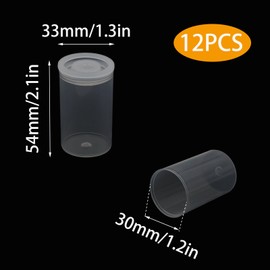 PINE & LINEN 12pcs Clear Film Canisters with Lids,33mm/1.3inch Caliber Plastic Film Canisters Camera Reel Containers, Storage Containers for Science Art Projects/Sewing Hobbyists