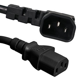 Iron Box Angled C14 to C13 Power Cords - 4 Foot, Right Angle, Black, 15A/250V, 14/3 AWG, IEC 60320 - Iron Box Part # IBX-4940-04