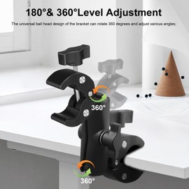 PULUZ Super Double Clamp Mount, Crab Plier Clip Bracket Magic Arm Double Ball Head Adapter for Motorcycle, Bike, Cross Bars, Umbrella, Desktop, Light Stand, Photo Boom Stand