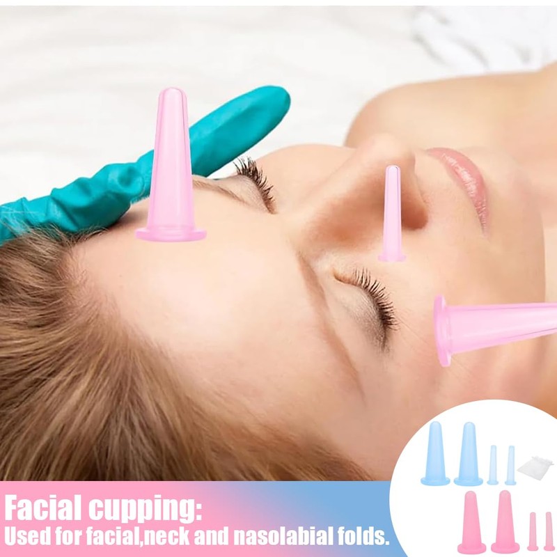 JAWUZ Facial Cupping Set – 8 Stück Silikon Schröpfgläser für