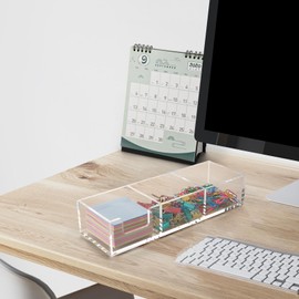 WORHE Sticky Note Holder 3in1 Clear Acrylic Memo Holder Desk Organizer Includes 3 Pack Sticky Notes for School Home Office Post Pop Note Dispenser for 3"x3" Note Pad Holder(SNH03)