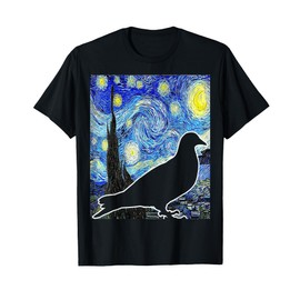 Pigeon Starry Night Van Gogh Birdwatching Ornithology T-Shirt